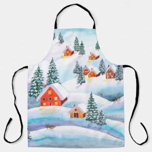 Delantal Ilustracion acuático pintado a mano del invierno