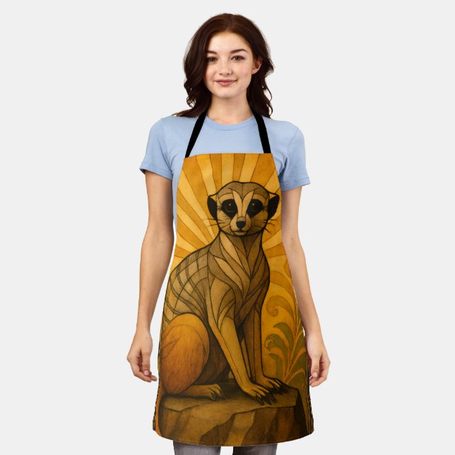 Delantal Ilustracion Art Deco Meerkat (Gastado)