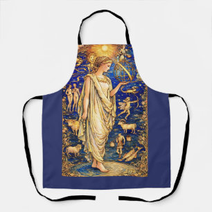 Delantal Ilustración Celestial de la Diosa Zodiaco Art Nouv