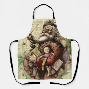 Delantal Ilustracion clásico Merry Santa Claus Tree