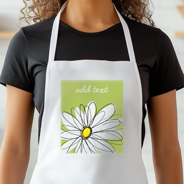 Delantal Ilustracion Daisy Floral de moda - cal y amarillo (Trendy Daisy Apron)