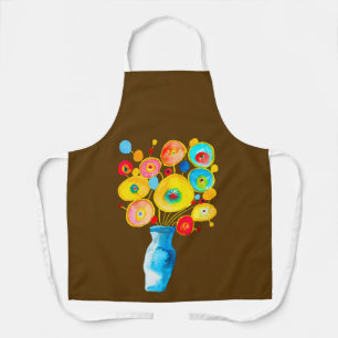 Delantal Ilustracion de arte de flores funky