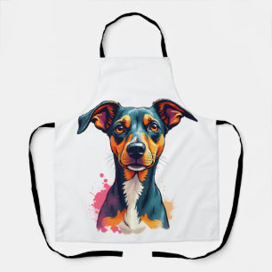 Delantal Ilustración de arte pop de retrato de perro colori