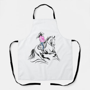 Delantal Ilustración de caballo de montar vaquera occidenta