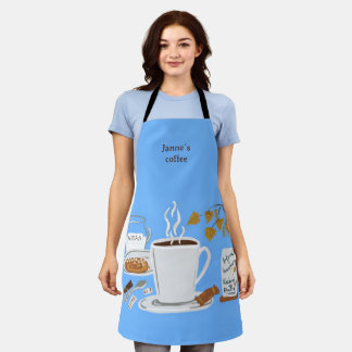 Delantal Ilustración de café negro escandinavo de otoño de