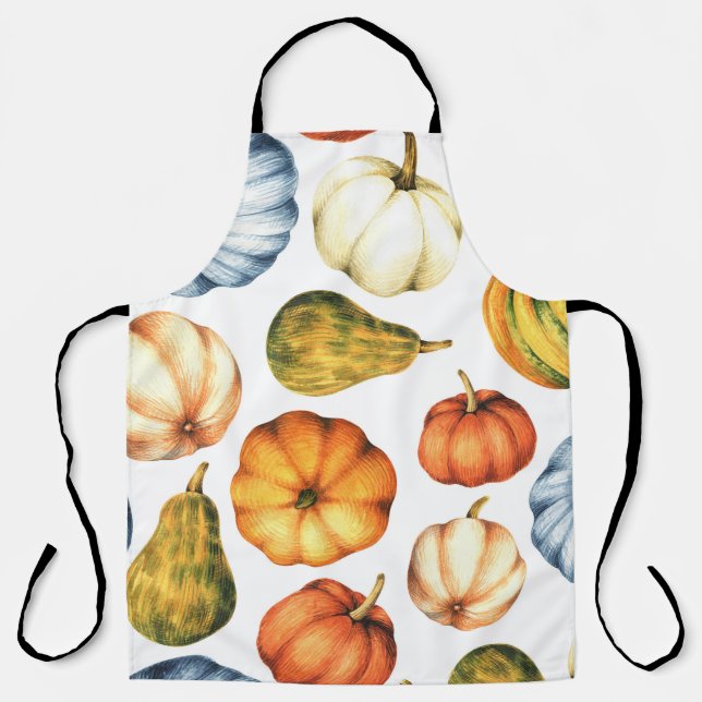 Delantal Ilustracion de calabaza: Patrón acuarela sin foco (Anverso)