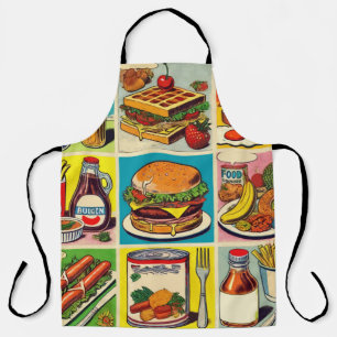 Delantal Ilustracion de Comic de Comida Vintage