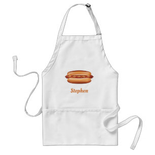 Delantal Ilustración de comida rápida de hot dog con nombre