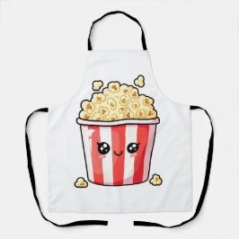 Delantal Ilustración de cubeta de palomitas de maíz kawaii