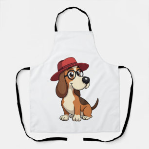 Delantal Ilustración de dibujo animado de Basset Hound vint