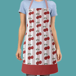 Delantal Ilustración de Dos Cerezas Rojas Arte de Frutas