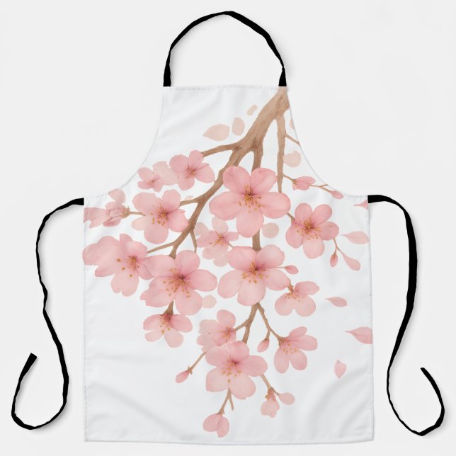 Delantal Ilustración de Flores de Cerezo (Anverso)