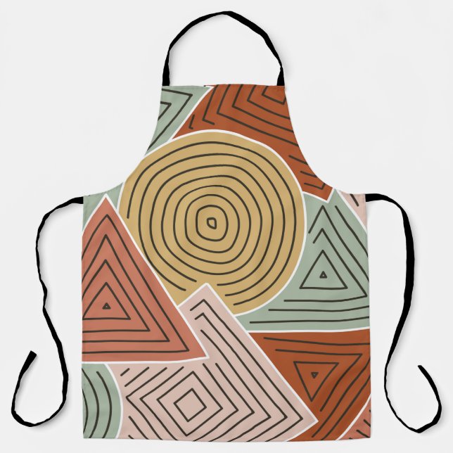 Delantal ilustracion de formas y líneas geométricas abstrac (Anverso)