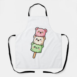 Delantal Ilustración de helado de oso apilado Kawaii