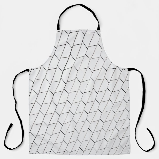 Delantal Ilustracion de líneas blancas y negras (Anverso)