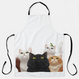 Delantal Ilustración de mascotas de un grupo de gatos con o