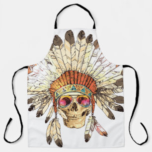 Delantal Ilustracion de moda de cráneo nativo americano