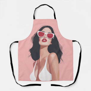 Delantal Ilustracion De Moda Mujer Elegante Con Gafas De So