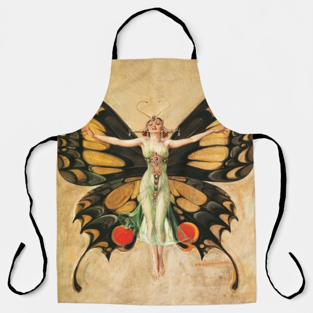 Delantal Ilustración de mujer Leyendecker mariposa Flapper (Anverso)