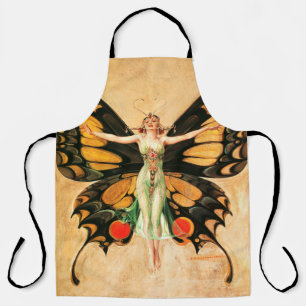 Delantal Ilustración de Mujer Volando Mariposa Flapper