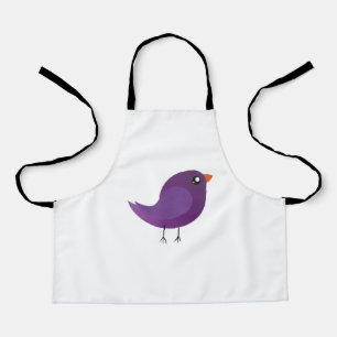 Delantal Ilustración de pajarito morado lindo