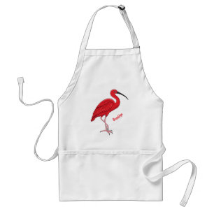 Delantal Ilustracion de pájaro ibis de escarlata personaliz