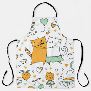 Delantal Ilustracion de pareja de gatos. animales de gatito