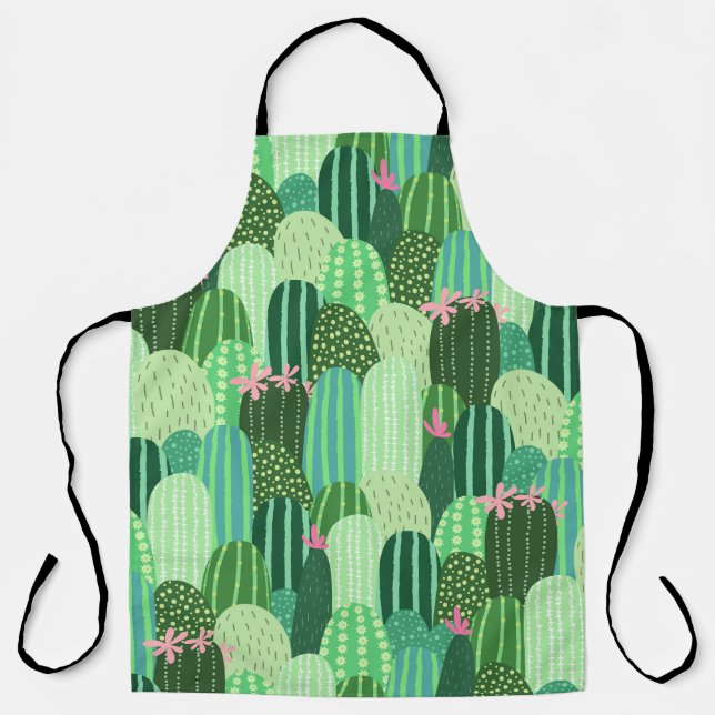 Delantal Ilustracion de patrón de Cactus sin soldadura de c (Anverso)