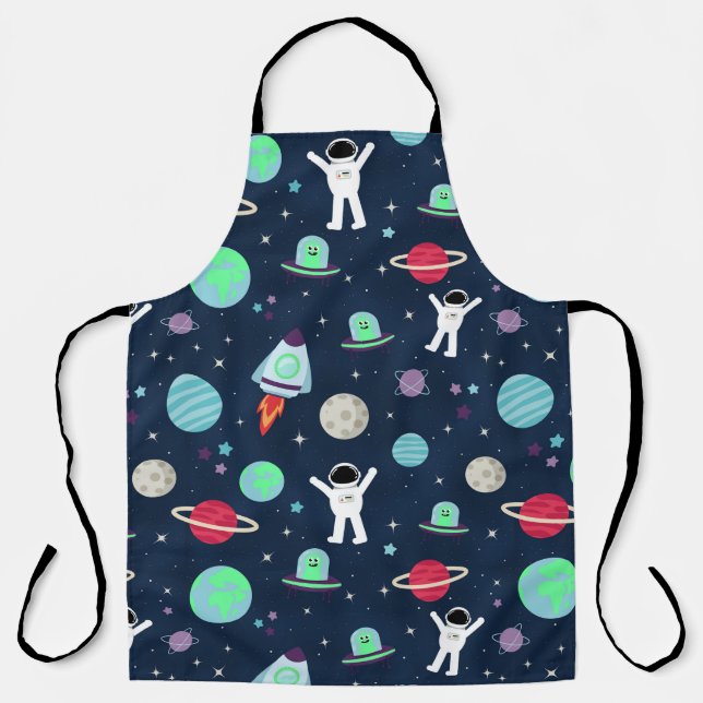 Delantal Ilustracion de patrón de espacio (Anverso)