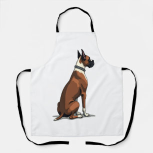 Delantal Ilustración de perro boxer vintage desde atrás mar