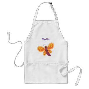 Delantal Ilustracion de personalizado de mariposa naranja f