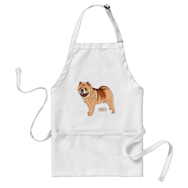 Delantal Ilustracion de personalizado de perro Chow Chow (Frente)