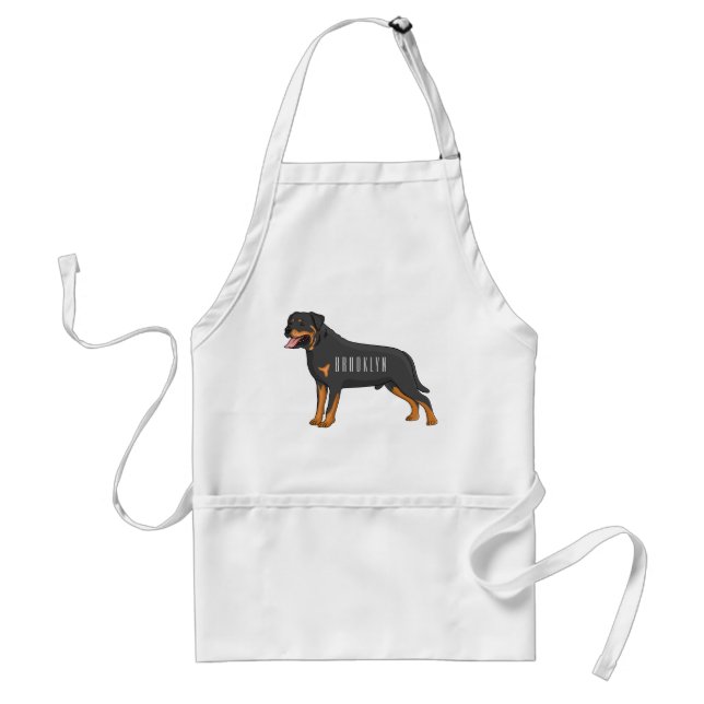 Delantal Ilustracion de personalizado de perro de Rottweile (Frente)