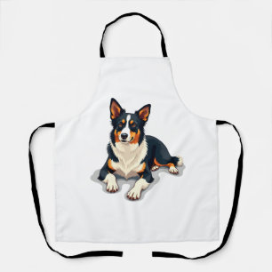 Delantal Ilustración de retrato de Border Collie tricolor v