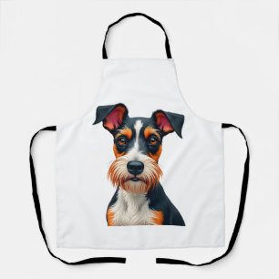 Delantal Ilustración de retrato de perro colorido vintage r