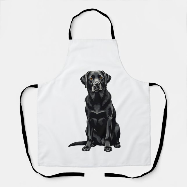 Delantal Ilustración de retrato de perro Labrador Retriever (Anverso)