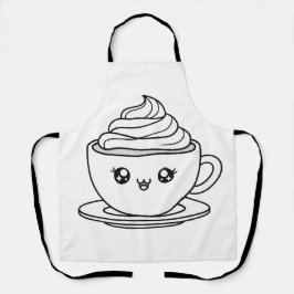 Delantal Ilustración de taza de café Kawaii linda