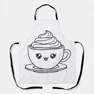 Delantal Ilustración de taza de café Kawaii linda