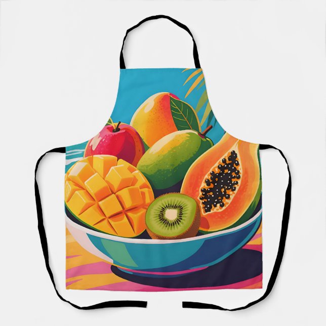 Delantal Ilustración de tazón de frutas tropicales (Anverso)