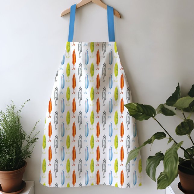 Delantal Ilustración del cebo pesquero (Vibrant fishing bait Illustration apron.)