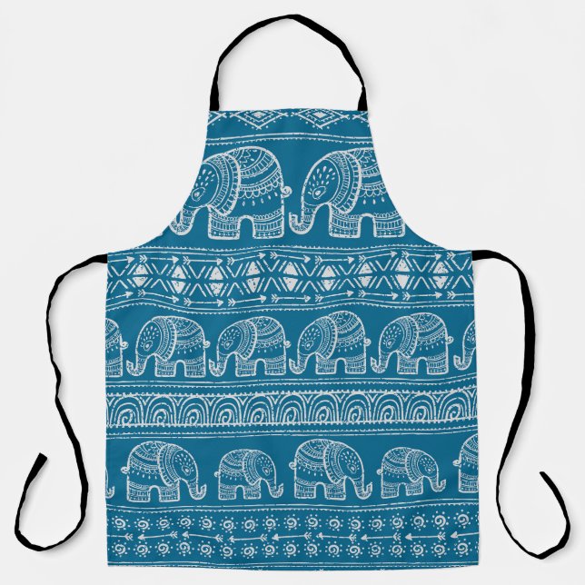 Delantal Ilustracion del marco del elefante de vintage (Anverso)
