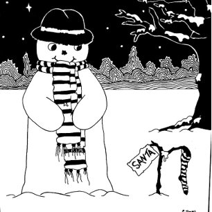 Delantal Ilustracion del navidad negro y blanco del muñeco