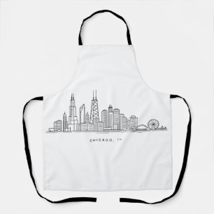Delantal Ilustración del paisaje urbano de Chicago IL
