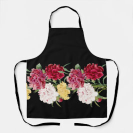 Delantal Ilustración floral de clavel vintage