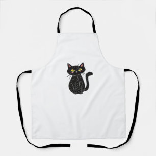 Delantal Ilustracion Gato Negro, Doodle Cute Cat Classic T-