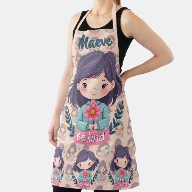 Delantal Ilustración Kawaii "Sé Amable" (in situ)