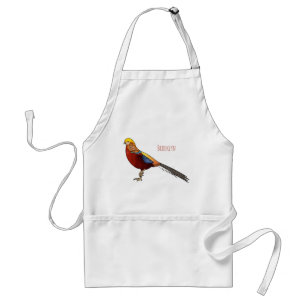 Delantal Ilustracion personalizado de aves de faisán dorado