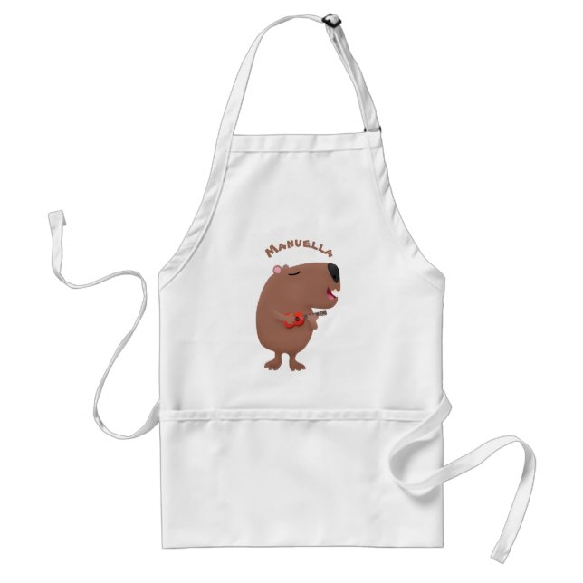 Delantal Ilustracion personalizado de capybara ukulele cant (Frente)