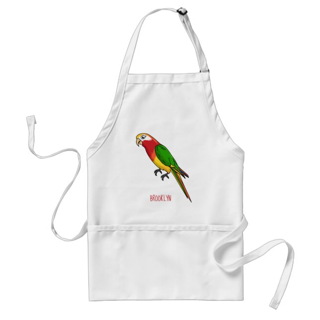 Delantal Ilustracion personalizado de loro feliz (Frente)