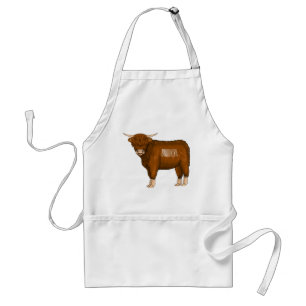 Delantal Ilustracion personalizado de vaca de Highland